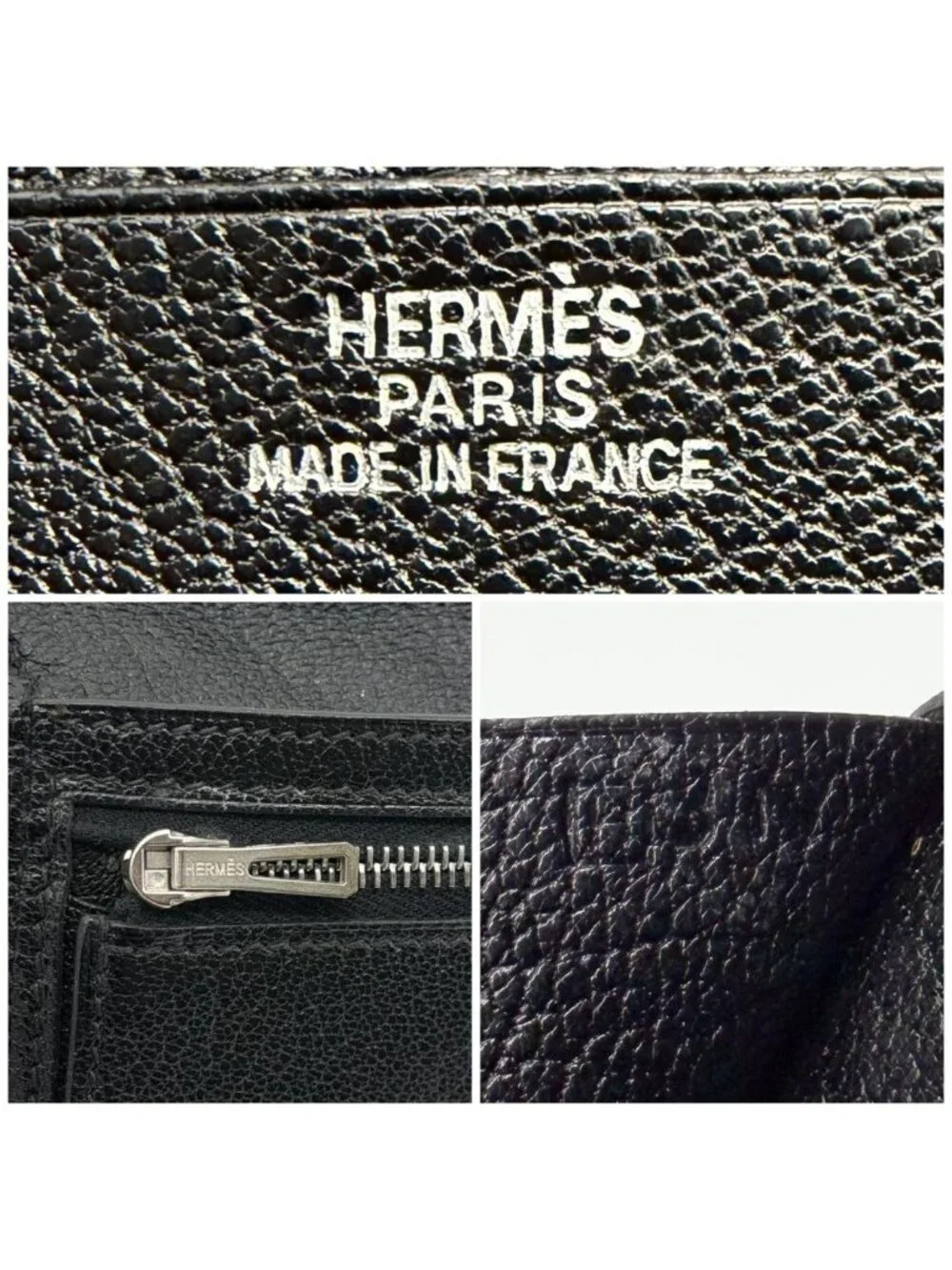 Hermes Bearn Dupri Chevre Trifold Wallet Black